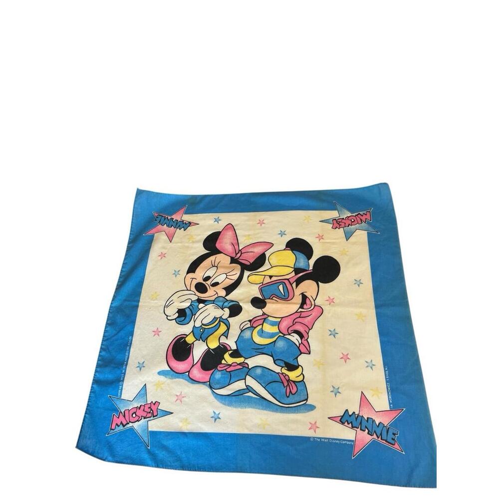 SOLD Vintage 1990s Walt Disney Minnie Mouse & Mickey Mouse 21"x22" Bandana‎ USA